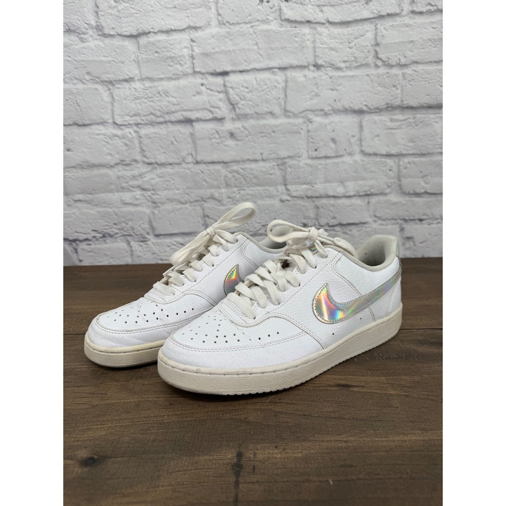 Nike Court Vision Low White Iridescent Shoes Sneakers CW5596-100 Sz  9